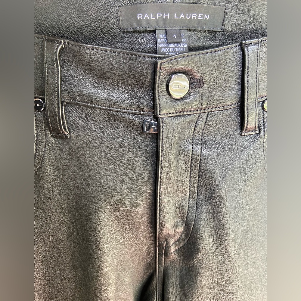Polo Ralph Lauren Lambskin 5-Pocket Super Slim Pants Size 4 - Picture 3 of 5